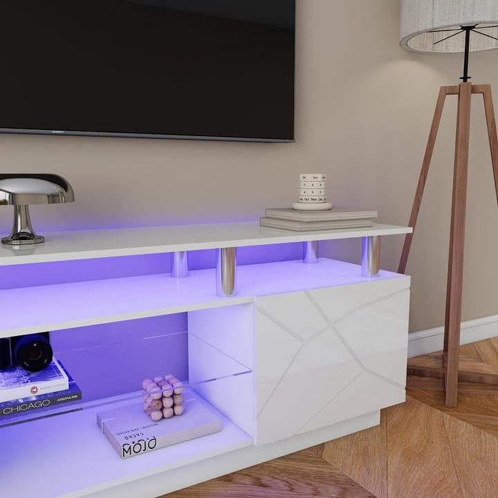 Modern Stylish High Gloss White Color TV Stand