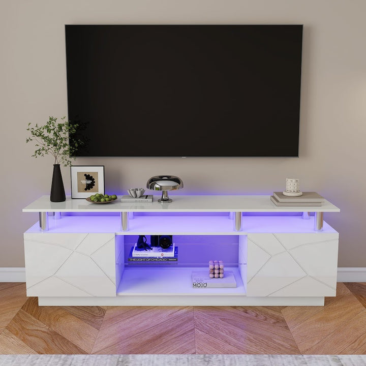 Modern Stylish High Gloss White Color TV Stand