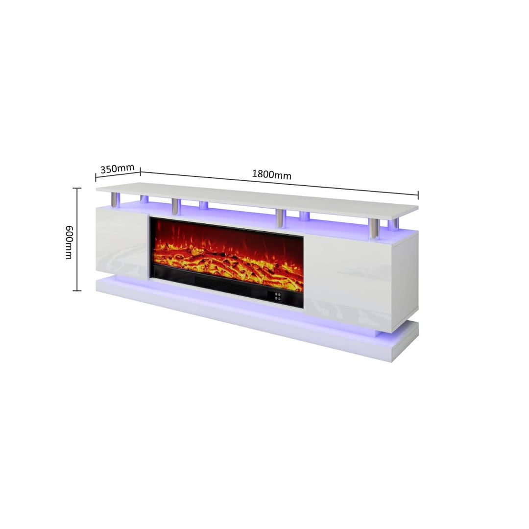 Modern Realistic 3D Electric Fireplace TV Stand – Sleek Wood Finish, Fits TVs up to 85"