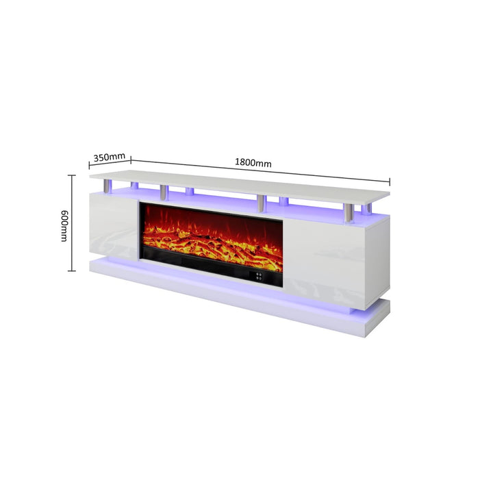 Modern Realistic 3D Electric Fireplace TV Stand – Sleek Wood Finish, Fits TVs up to 85"