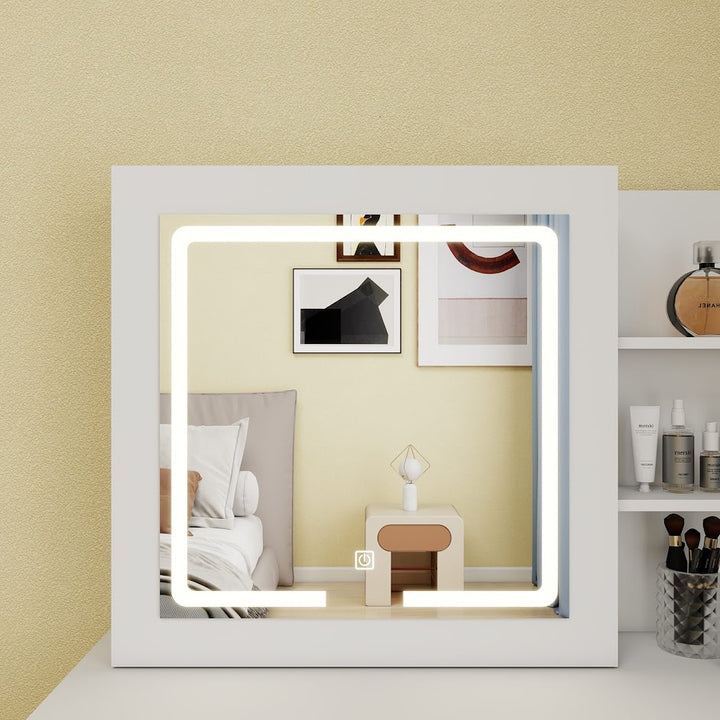 Hollywood LED Makeup Vanity Dresser with Stool and Divided Jewelry Drawer