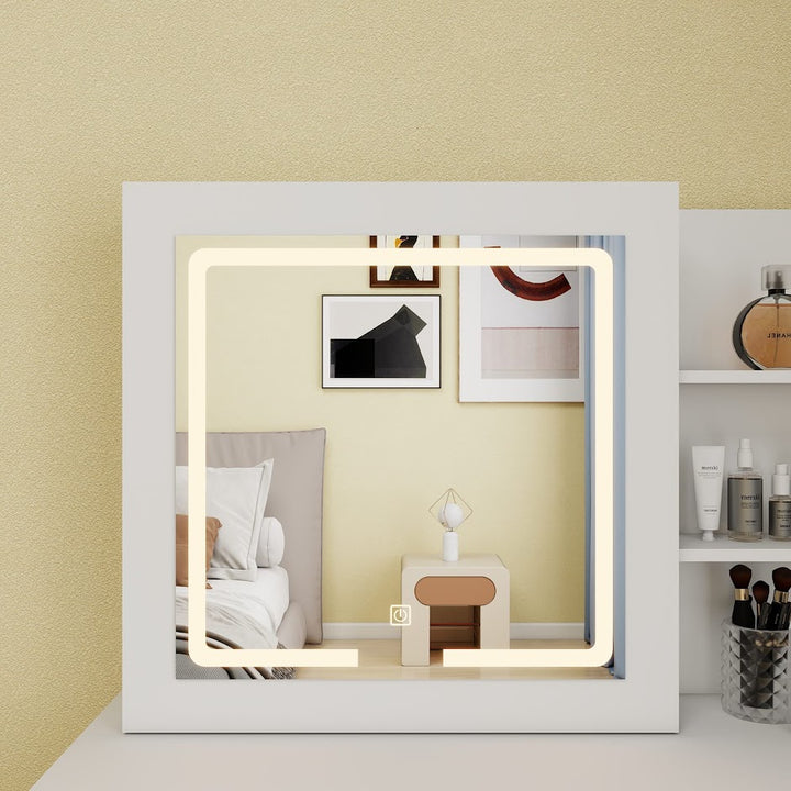 Hollywood LED Makeup Vanity Dresser with Stool and Divided Jewelry Drawer
