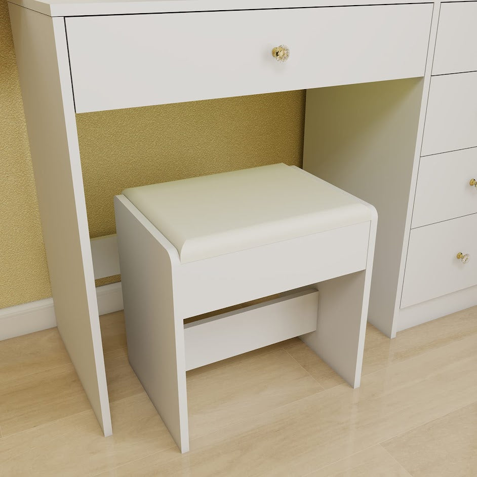 Hollywood LED Makeup Vanity Dresser with Stool and Divided Jewelry Drawer