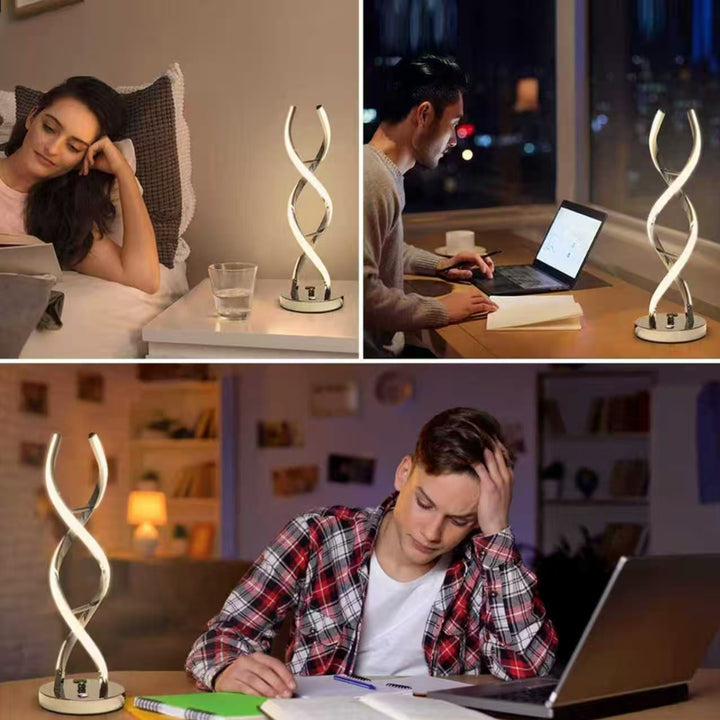 Modern Spiral Chrome LED Table Lamp – Sculptural Bedside And Desk Light