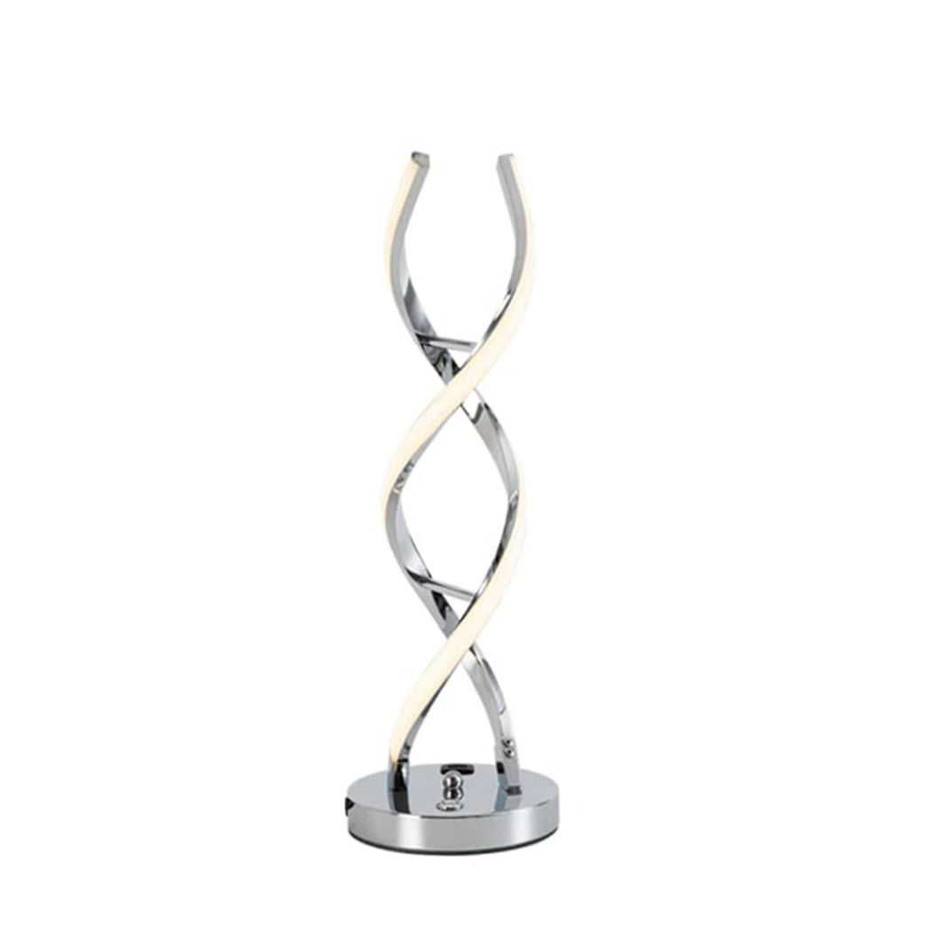 Modern Spiral Chrome LED Table Lamp – Sculptural Bedside And Desk Light