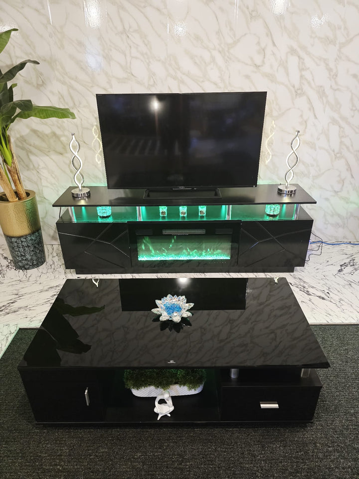 Modern Stylish High Gloss Black Color TV Stand