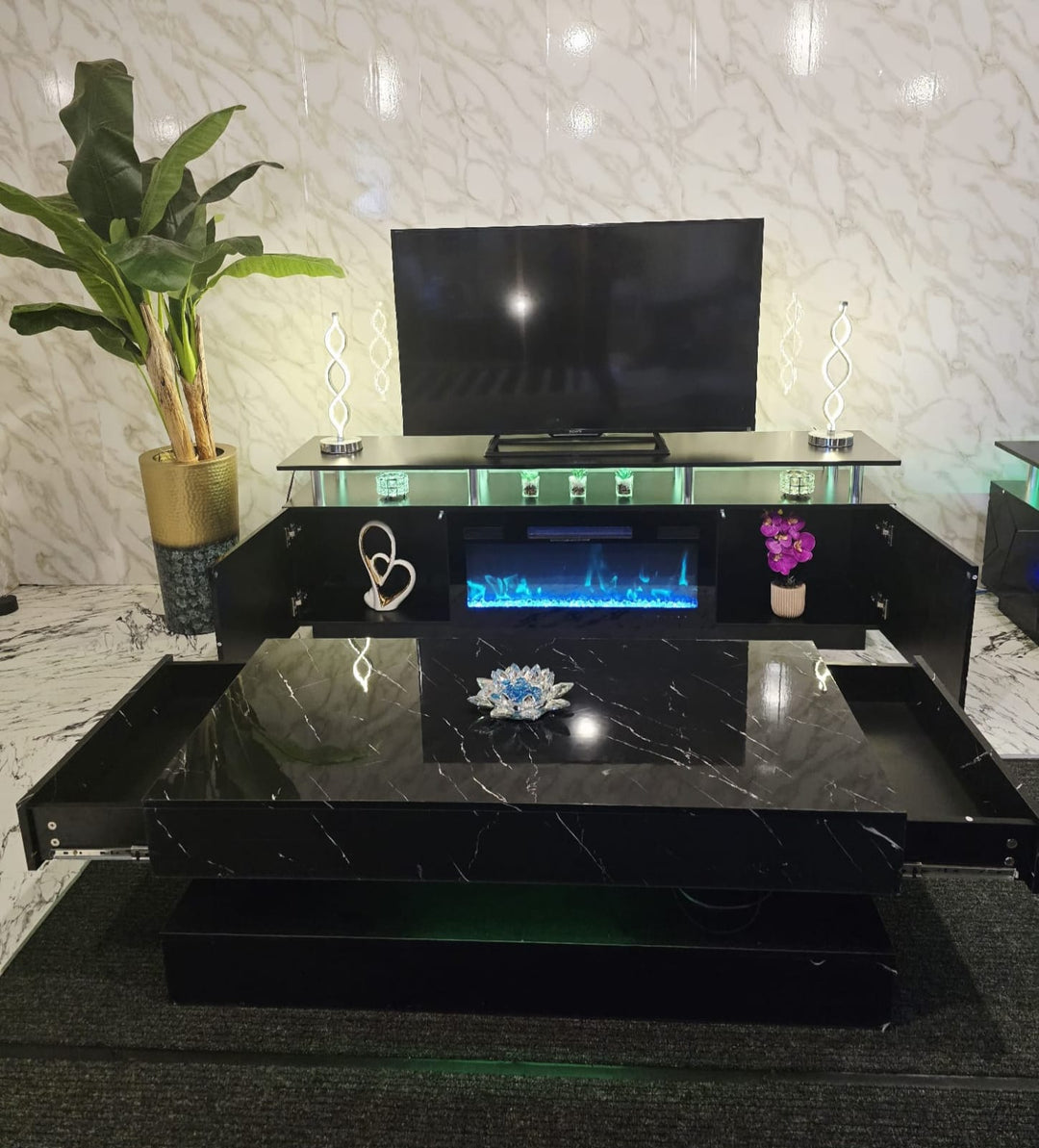 Modern Stylish High Gloss Black Color TV Stand