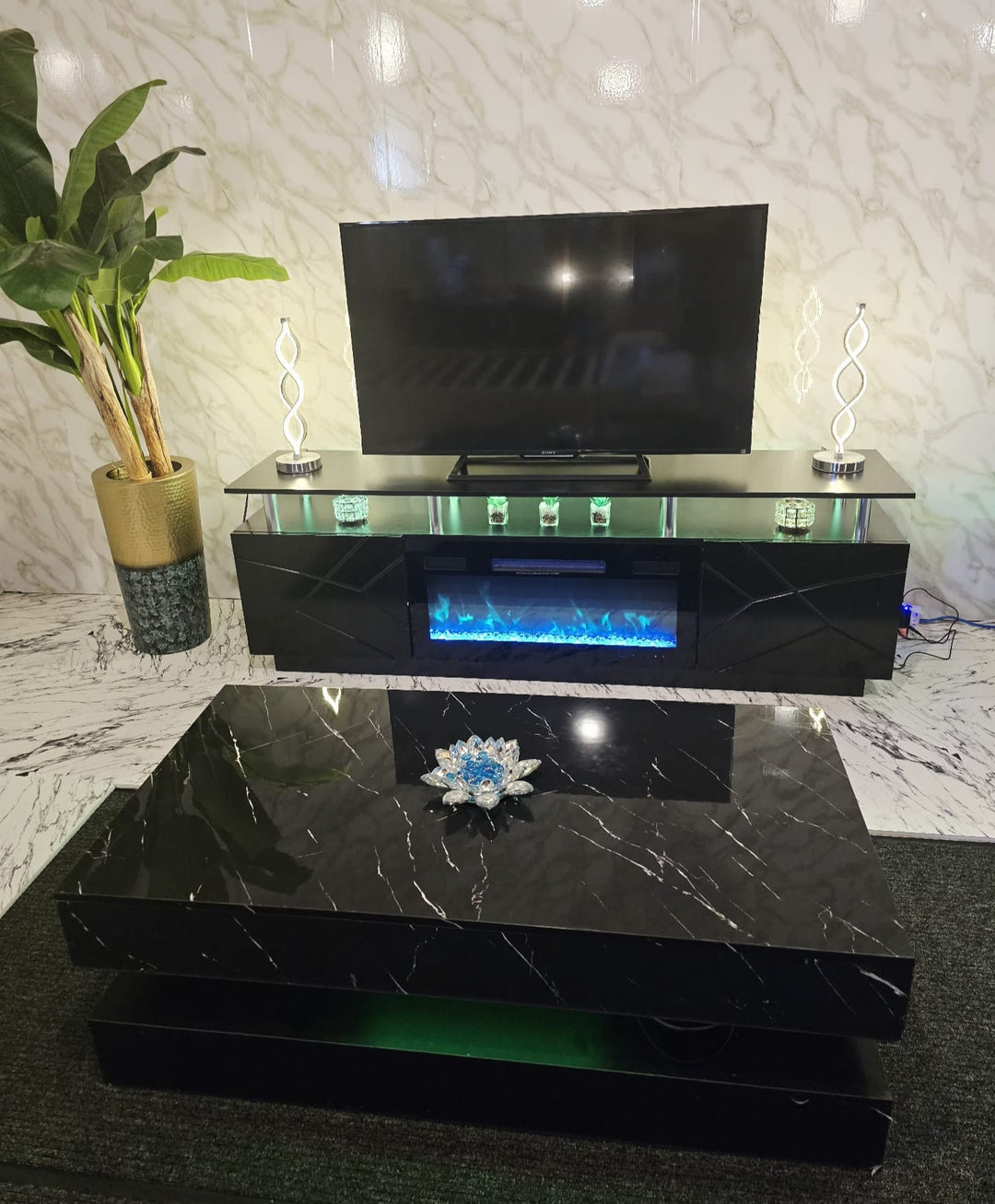 Modern Stylish High Gloss Black Color TV Stand