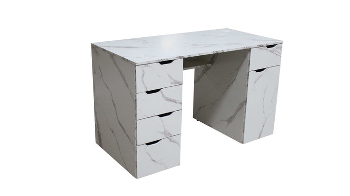Marble-Look High Gloss Writing Desk With Generous Office Storage