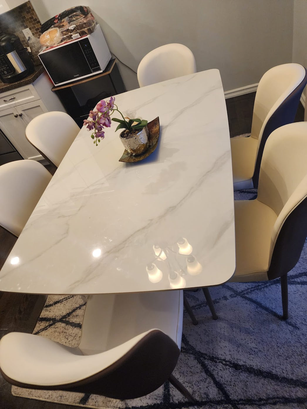 Rose Gold Metal X-Shapped Base Dining Table