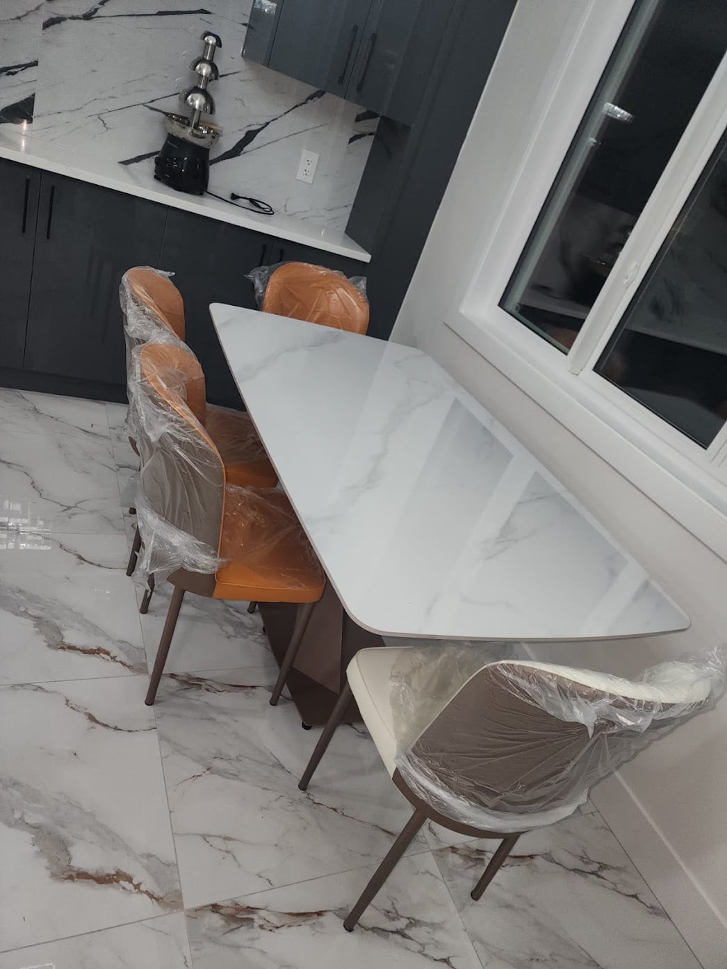 Rose Gold Metal X-Shapped Base Dining Table