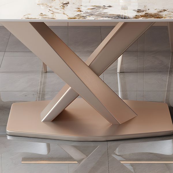 Rose Gold Metal X-Shapped Base Dining Table