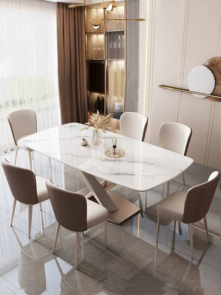 Rose Gold Metal X-Shapped Base Dining Table