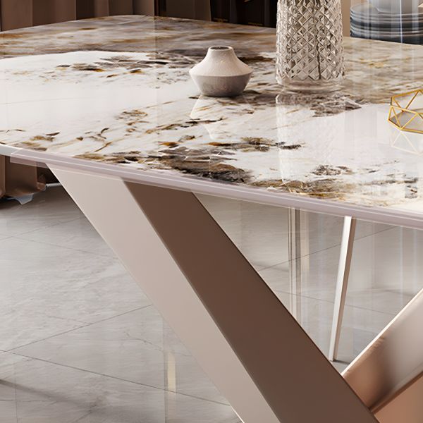 Rose Gold Metal X-Shapped Base Dining Table