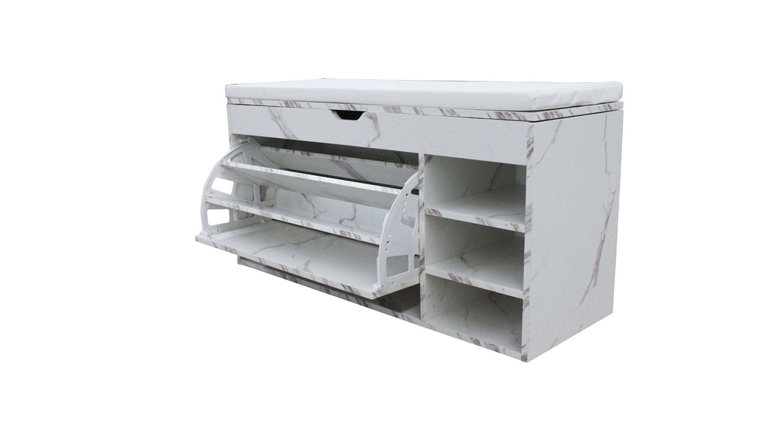 Premium Marble-Style Entryway Shoe Rack Bench with Ample Storage