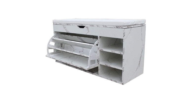 Premium Marble-Style Entryway Shoe Rack Bench with Ample Storage