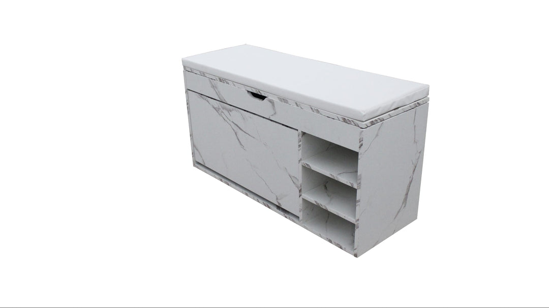 Premium Marble-Style Entryway Shoe Rack Bench with Ample Storage