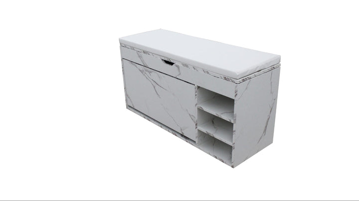 Premium Marble-Style Entryway Shoe Rack Bench with Ample Storage