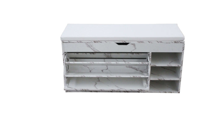 Premium Marble-Style Entryway Shoe Rack Bench with Ample Storage