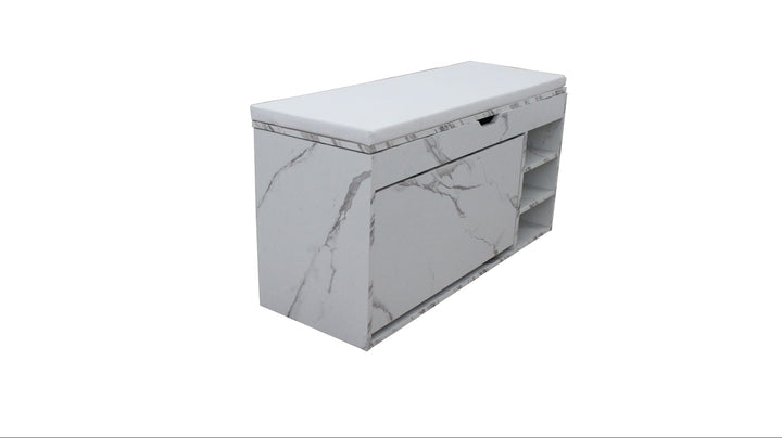 Premium Marble-Style Entryway Shoe Rack Bench with Ample Storage