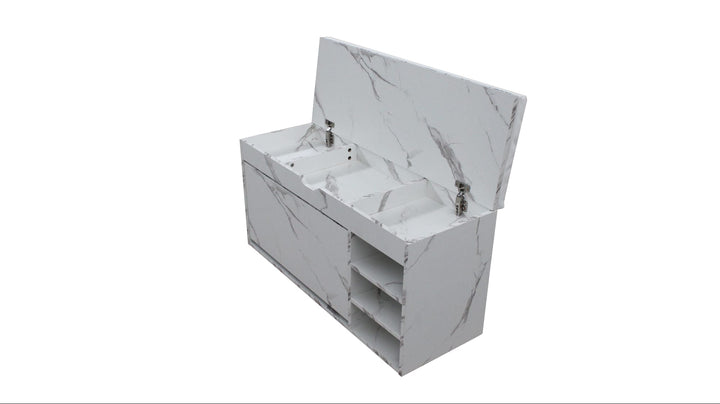Premium Marble-Style Entryway Shoe Rack Bench with Ample Storage