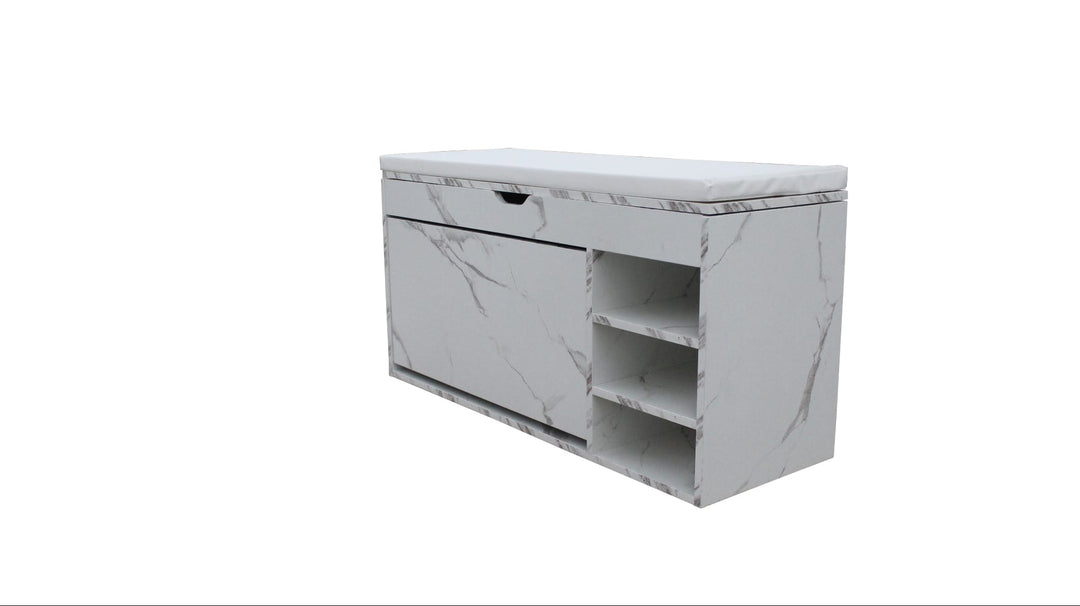 Premium Marble-Style Entryway Shoe Rack Bench with Ample Storage
