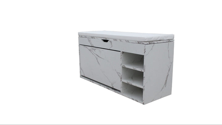 Premium Marble-Style Entryway Shoe Rack Bench with Ample Storage