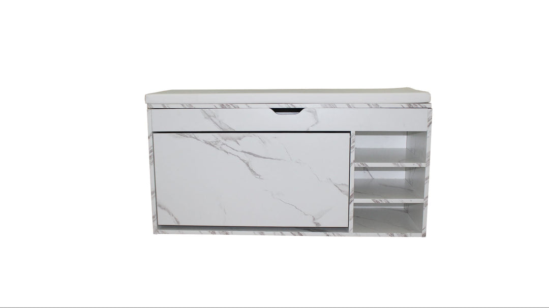 Premium Marble-Style Entryway Shoe Rack Bench with Ample Storage