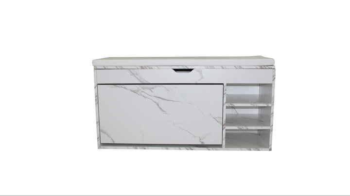 Premium Marble-Style Entryway Shoe Rack Bench with Ample Storage