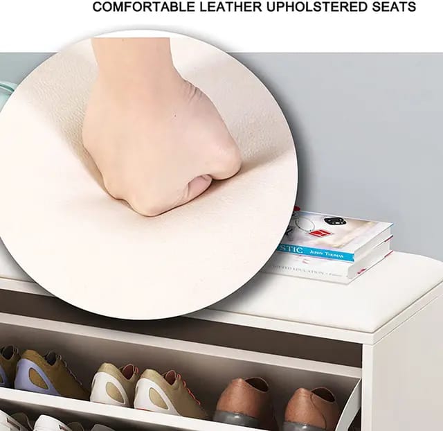 Premium Marble-Style Entryway Shoe Rack Bench with Ample Storage