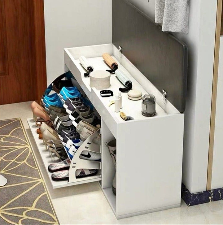 Premium Marble-Style Entryway Shoe Rack Bench with Ample Storage