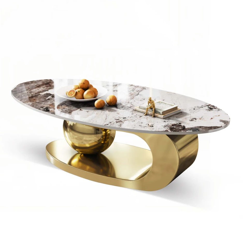 Oval Marble Top Coffee Table