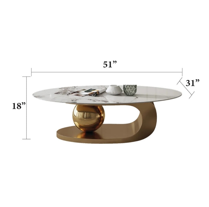 Oval Marble Top Coffee Table