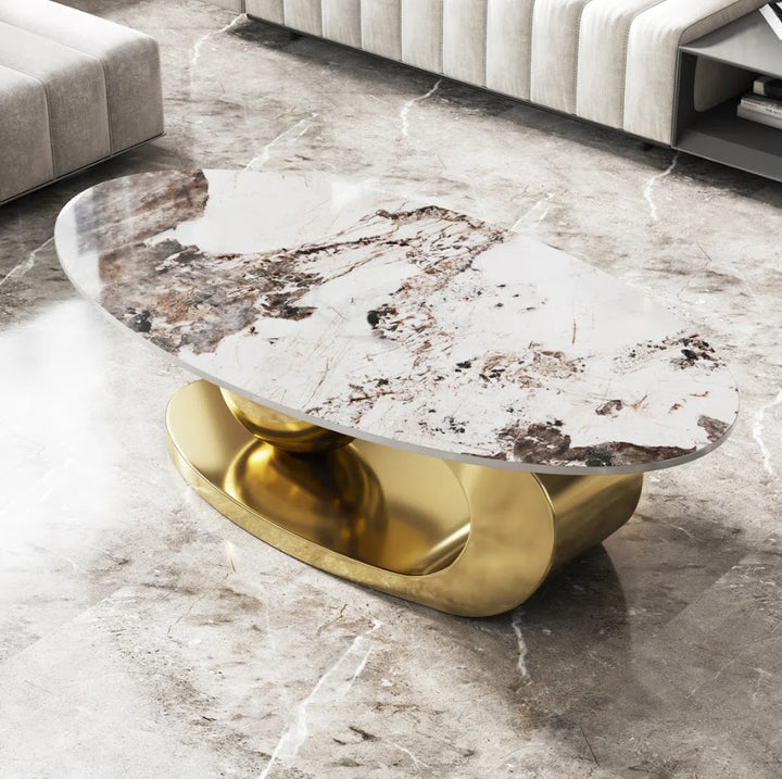 Oval Marble Top Coffee Table