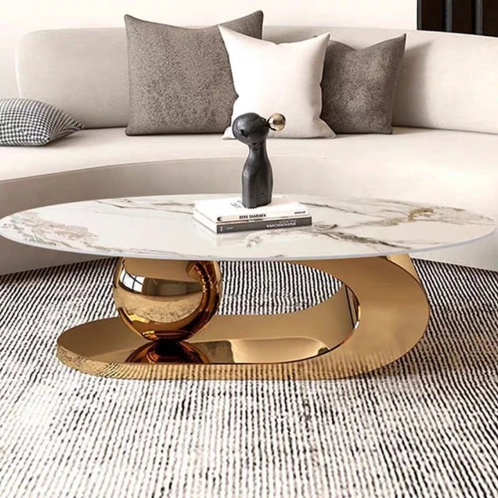 Oval Marble Top Coffee Table