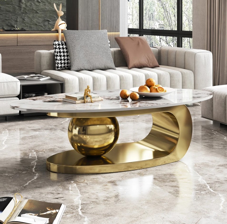 Oval Marble Top Coffee Table