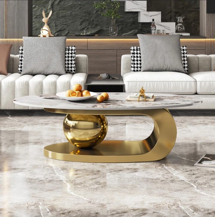 Oval Marble Top Coffee Table